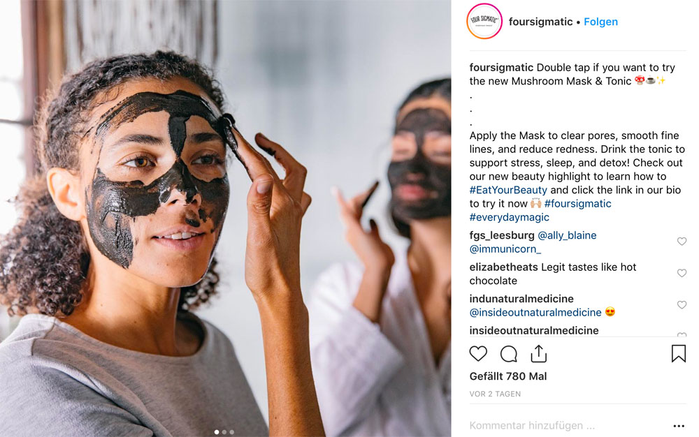 Beauty-Food, und zwar richtig: Von Four Sigmatic gibt es zwei Gesichtspflegeprodukte, die man essen oder auftragen kann. 