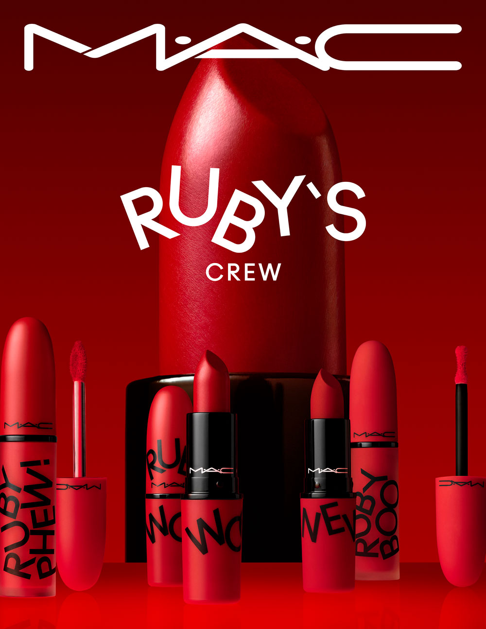 Wohoo: Mac präsentiert mit Ruby Crew drei neue Texturen des Lippenstiftklassikers Ruby Woo.