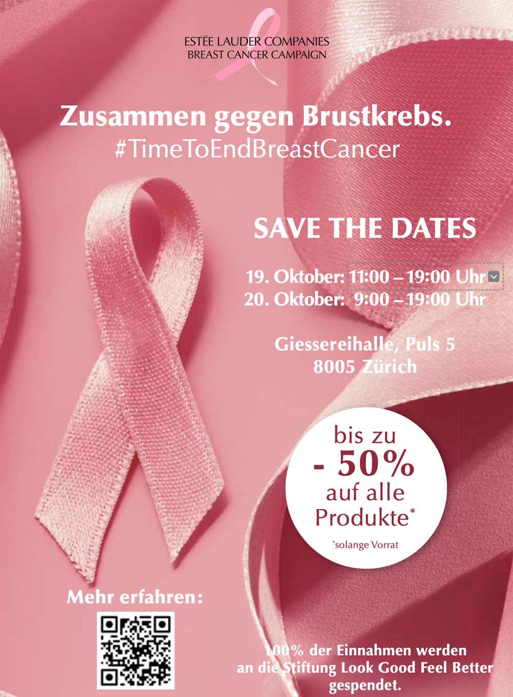 Seit 30 Jahren engagieren sich die Estée Lauder Companies im Kampf gegen den Brustkrebs – unter anderem mit dem Pink Ribbon Charity Sale, zu dem es auf sonrisa alle Informationen gibt. 